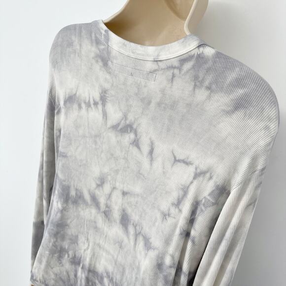 Enza Costa Women's Tie-Dye Silk Blend Long Sleeve Top NEW Size S Gray Round Neck - Picture 6 of 10